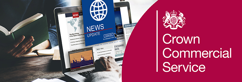 Generic branded image of CCS with a laptop and a sign saying 'news update'