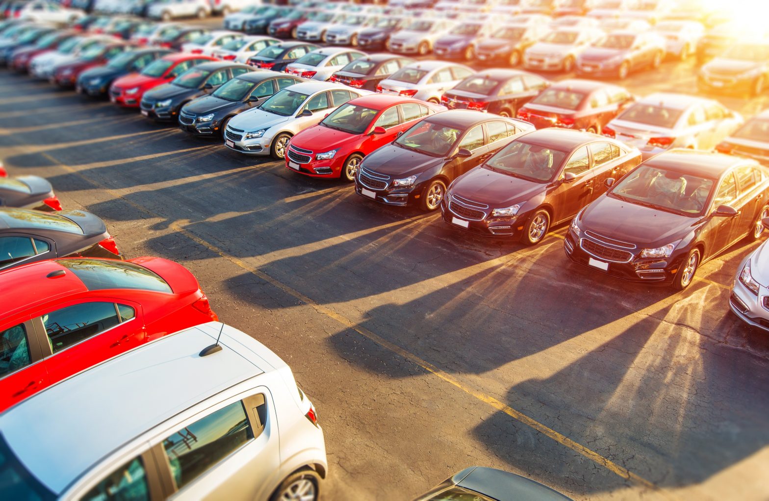 Generic cars with the sun shining