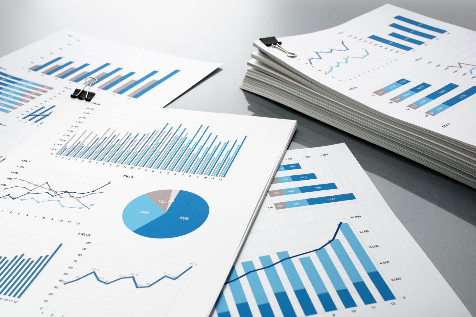 Various types of charts for annual report