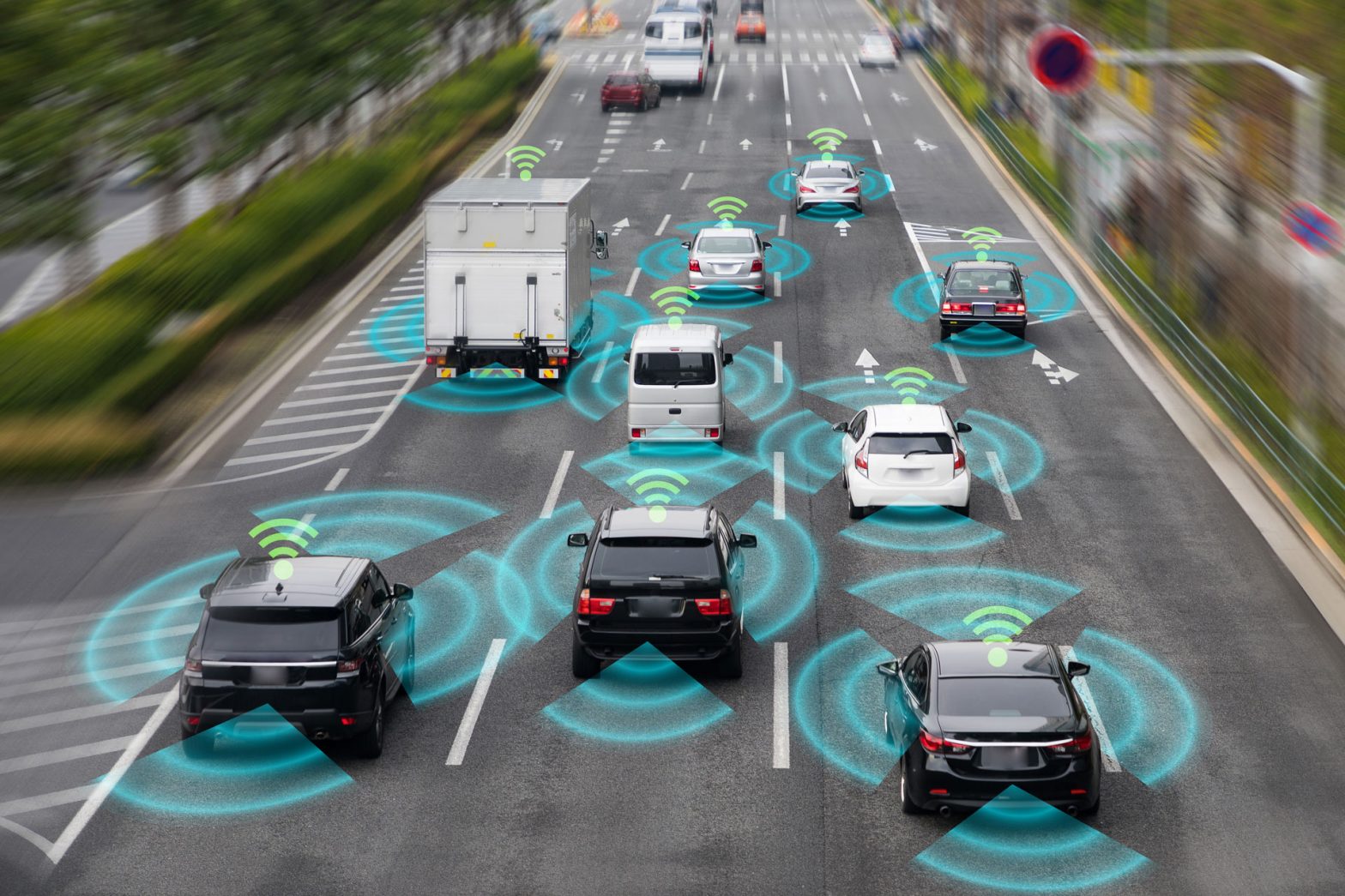 Autonomous driverless cars with sensors