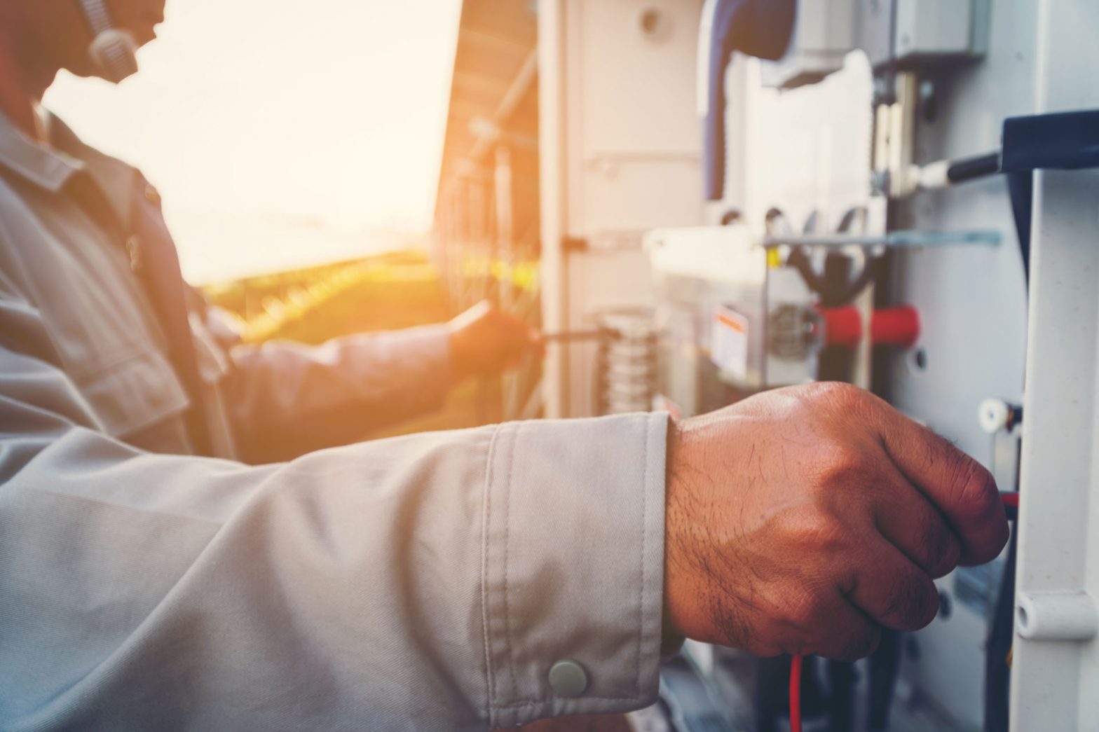 Engineer monitoring the generator