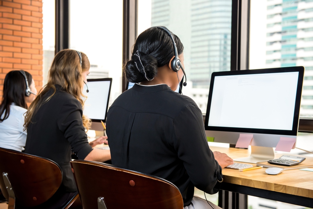 contact centre staff working at desks